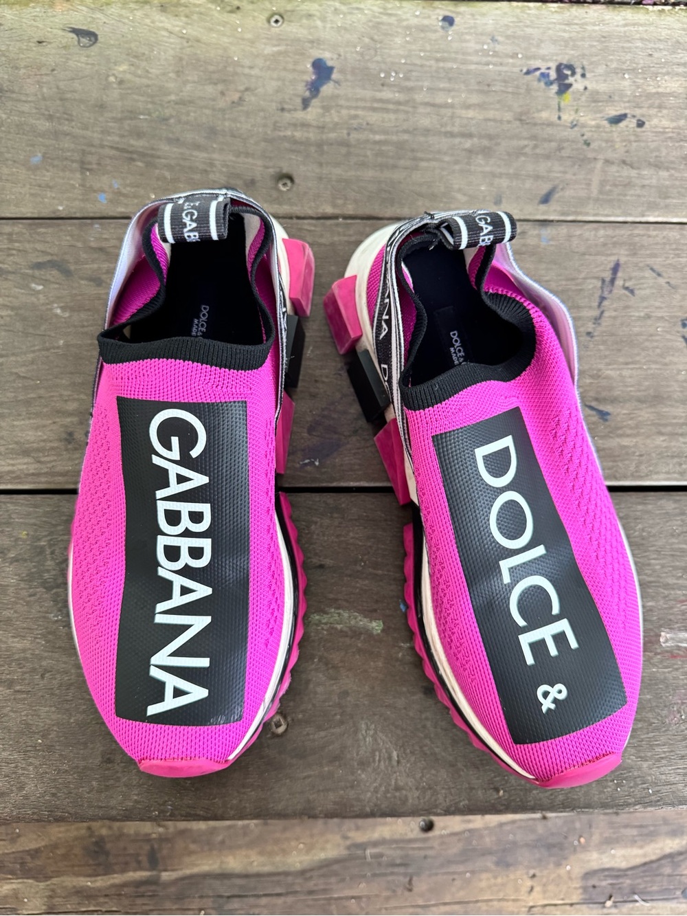 Dolce & Gabbana Slip-On Knit Sneakers with Bold Logo